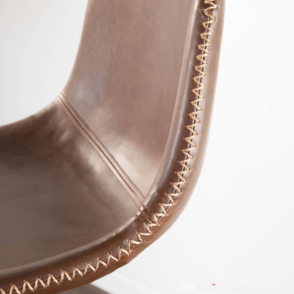 Industrial Adjustable Swivel Bar Stools in Brown Faux Leather