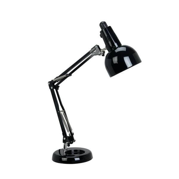 Illumine Designer Collection 22.5 in. Black Desk Lamp with Black Metal Shade