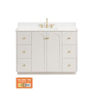 Anabelle 48 in. W x 22 in. D x 35 in. H Single Sink Bath Vanity in Soft Grey with Engineered Marble Carrara Top