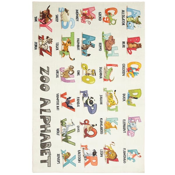 Photo 1 of Alphabet Zoo Multi 5 ft. x 8 ft. Whimsical Area Rug