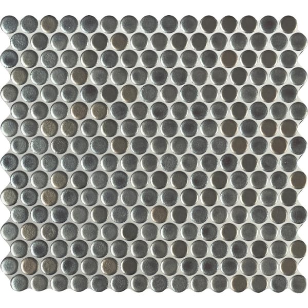 MSI Metallico Penny Round 12 in. x 13 in x 0.24 in. Glossy Porcelain Mesh-Mounted Mosaic Tile (14.4 sq. ft./Case)