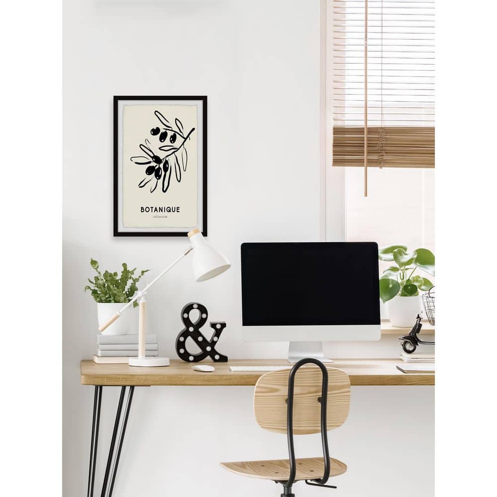 Black and White Botanical Art Print with Frame, 16 x 24