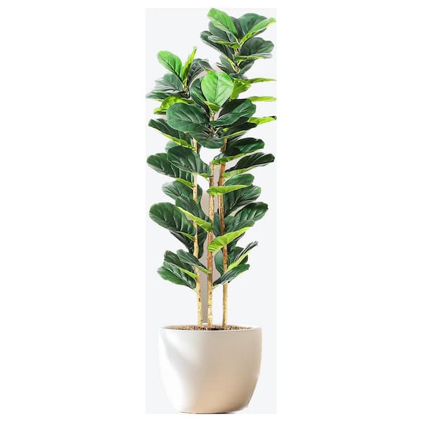 5FT Artificial Fiddle Leaf Fig Tree with White Pot, Artificial Plants 56 Fiddle Leaves Greenery Home Office Decor