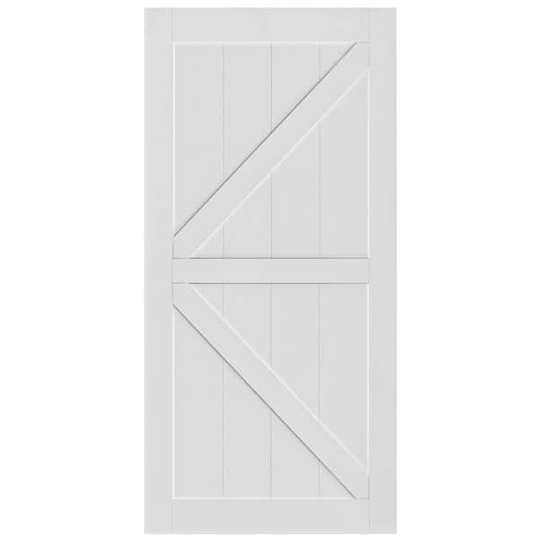 Unbranded 32 in. x 84 in. K Style White Wood Primed Interior Single Door Slab, Pre-Drilled Ready to Assemble