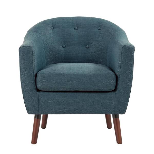 EVERGLADE HOME Lhasa Blue Textured Upholstery Barrel Back Accent Chair