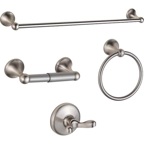 Adrinfly 24 in. Wall Mounted Towel Bar Bathroom Hardware Set in Brushed Nickel