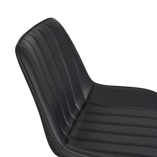 Set of 6 Modern Black Faux Leather Dining Chairs with Metal Legs, Mid Century Upholstered Kitchen Chairs for Dining Room