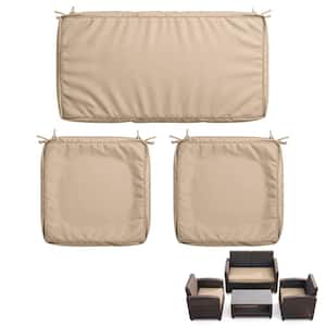 3-Piece Outdoor Patio Replacement Cushion Slipcovers for 4-Seater Wicker Rattan Sofa, Sand(No Inserts)