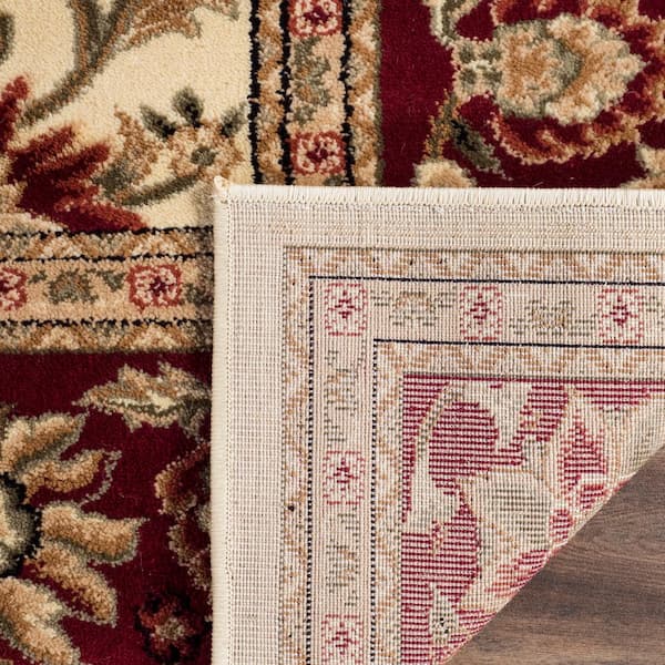 Lyndhurst Ivory/Red Doormat 3 ft. x 5 ft. Border Floral Antique Area Rug