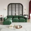 J&E Home 103.9 in. Square Arm 4-Piece L Shaped Chenille Modular Free Combination Sectional Sofa with Ottoman in Green JE-119GNS3+1-A