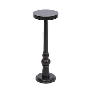 Wegner 8.00 in. Black Round Solid Wood End Table