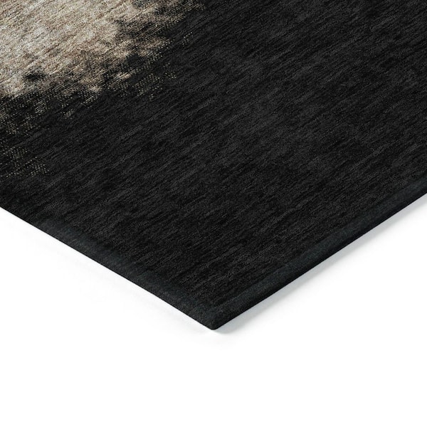 Chantille Machine Washable Indoor/Outdoor Abstract ACN2214 Black 1 ft. 8 in. x 2 ft. 6 in. Accent Rug