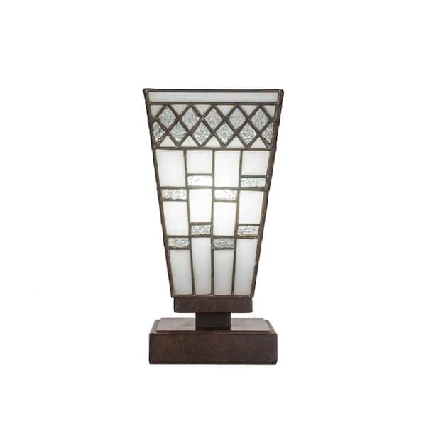 Unbranded Quincy 10 in. Dark Granite Accent Lamp with Glass Shade