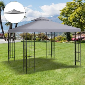 Light Gray Gazebo Replacement Canopy 2-Tier Top UV Cover for 9.8 ft. x 9.8 ft. Outdoor Gazebo