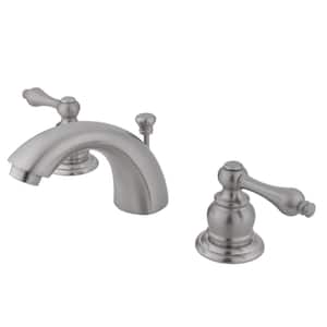 Victorian 2-Handle 8 in. Mini-Widespread Bathroom Faucets with Plastic Pop-Up in Brushed Nickel