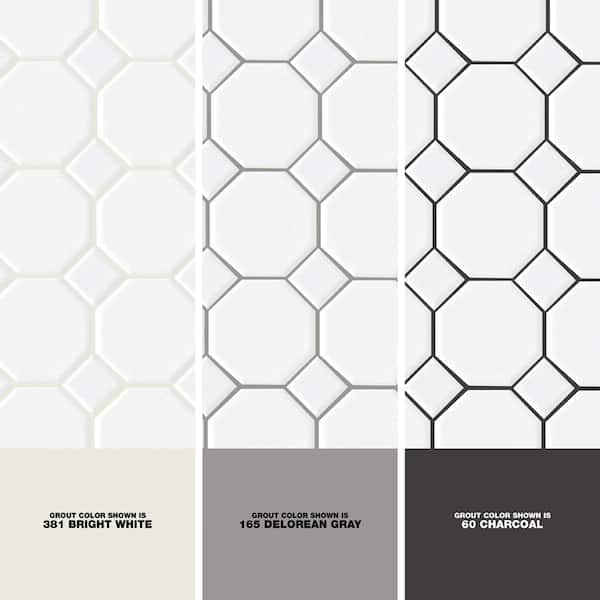 Daltile Matte White Octagon Dot 12 In, Black And White Mosaic Ceramic Floor Tile