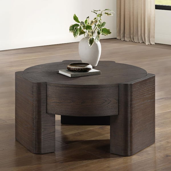 Salina 32 in. Espresso Round Wood Coffee Table