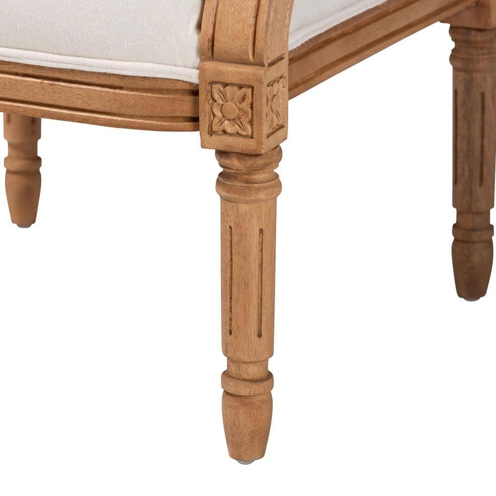 Honey Oak and Beige Woven Rattan Accent Chair