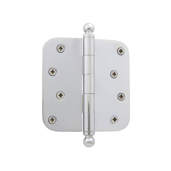 Nostalgic Warehouse 4 in. Ball Tip Residential Hinge with 5/8 in. Radius Corners in Bright Chrome