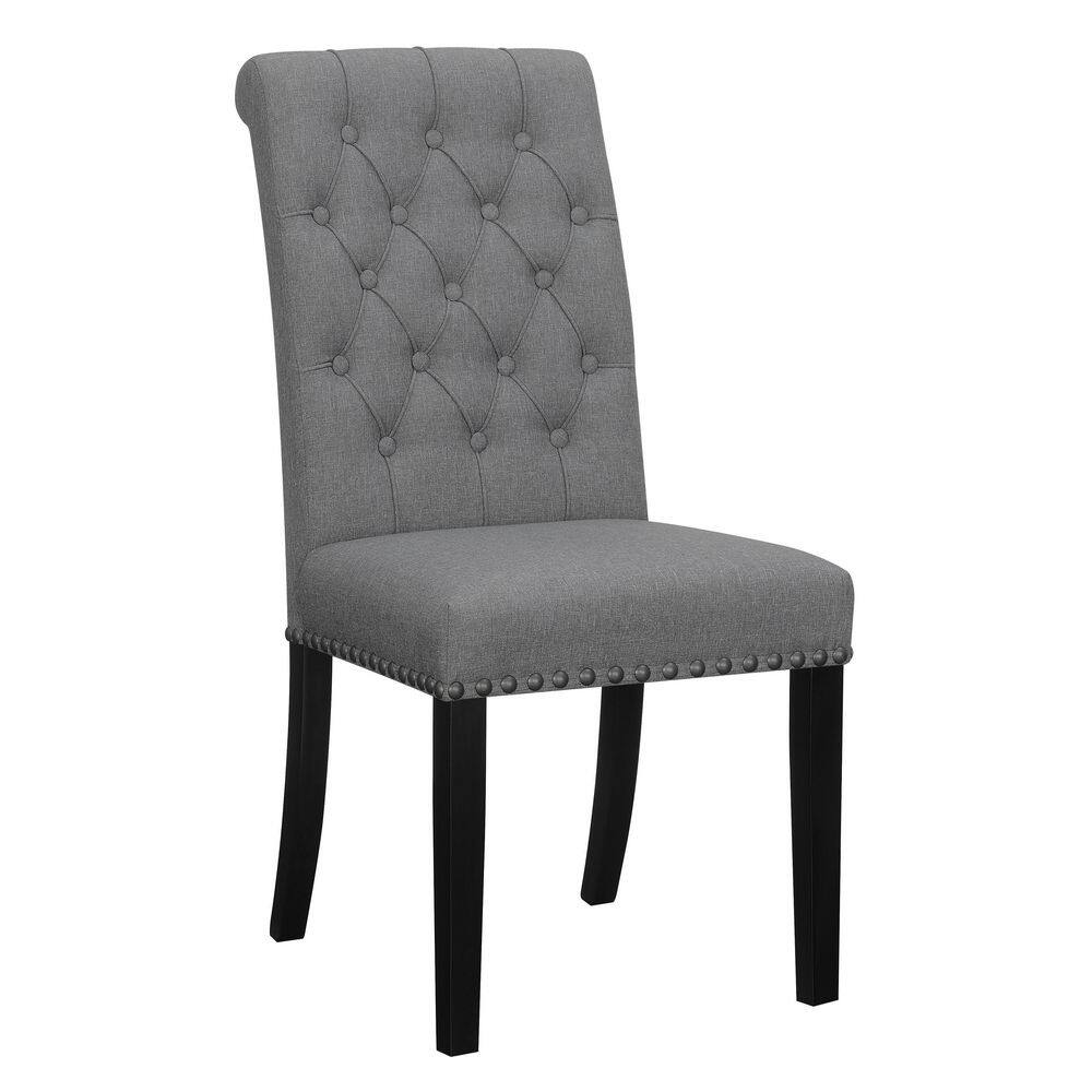 Coaster Home Furnishings Grey and Rustic Espresso Tufted Side Chairs