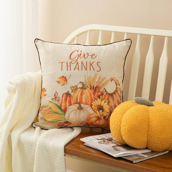 Fall Embroidered Pumpkin Pillow