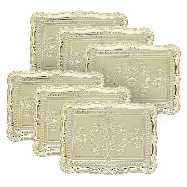 Unbranded 11.8 in. x 9.1 in. Gold Plastic Charger Plate (Set of 6)