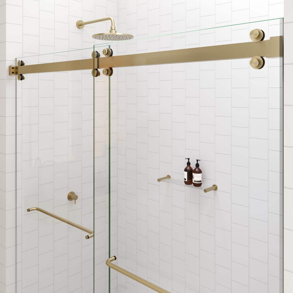 Polaris 60" x 78" Frameless Brushed Bronze Sliding Shower Door
