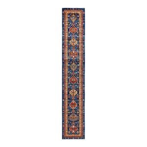Serapi One-of-a-Kind Traditional Blue 2 ft. x 16 ft. Runner Hand Knotted Tribal Area Rug
