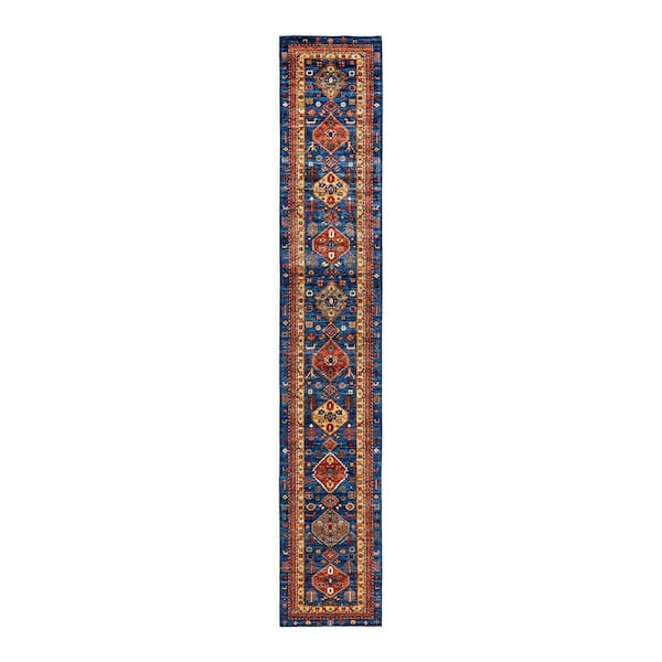 Solo Rugs Serapi One-of-a-Kind Traditional Blue 2 ft. x 16 ft. Runner Hand Knotted Tribal Area Rug
