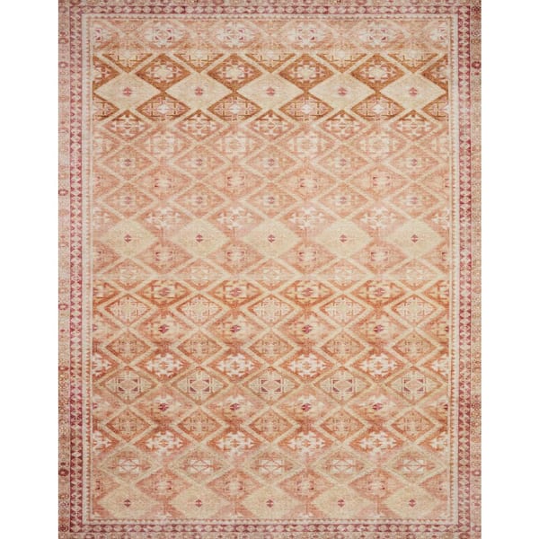 LOLOI II Layla Natural/Spice 2 ft. 6 in. x 12 ft. Distressed Bohemian Printed Runner Rug