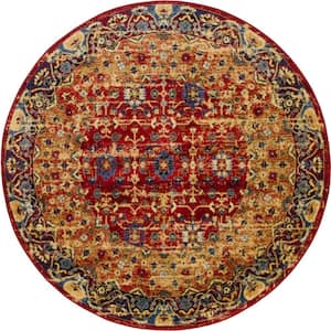 District Hoya Red 5 ft. x 5 ft. Round Rug