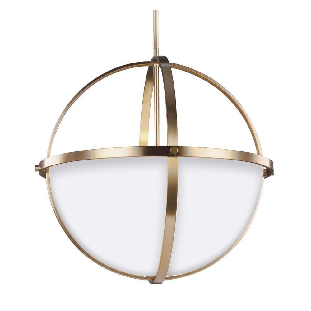 Alturas 3-Light Satin Brass Pendant with Etched White Glass