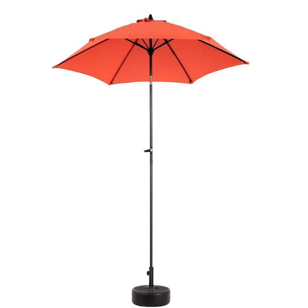 9 ft. Metal Push Button Crank Outdoor Patio Umbrella in Orange
