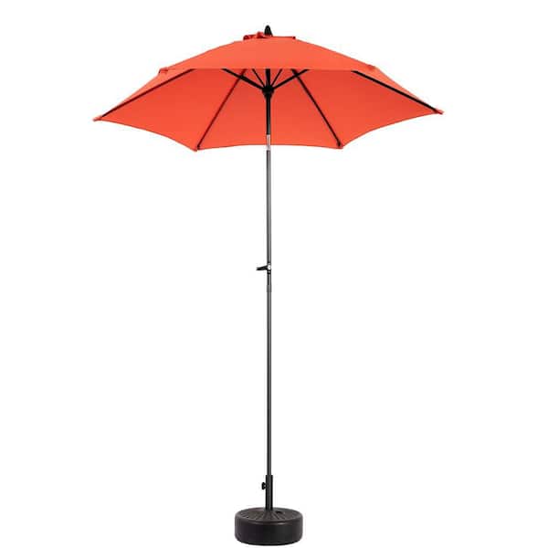 Unbranded 9 ft. Metal Push Button Crank Outdoor Patio Umbrella in Orange