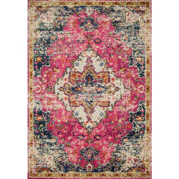 LOLOI II Nadia Pink/Midnight 4 ft. x 5 ft. 7 in. Transitional 100% Polypropylene Area Rug