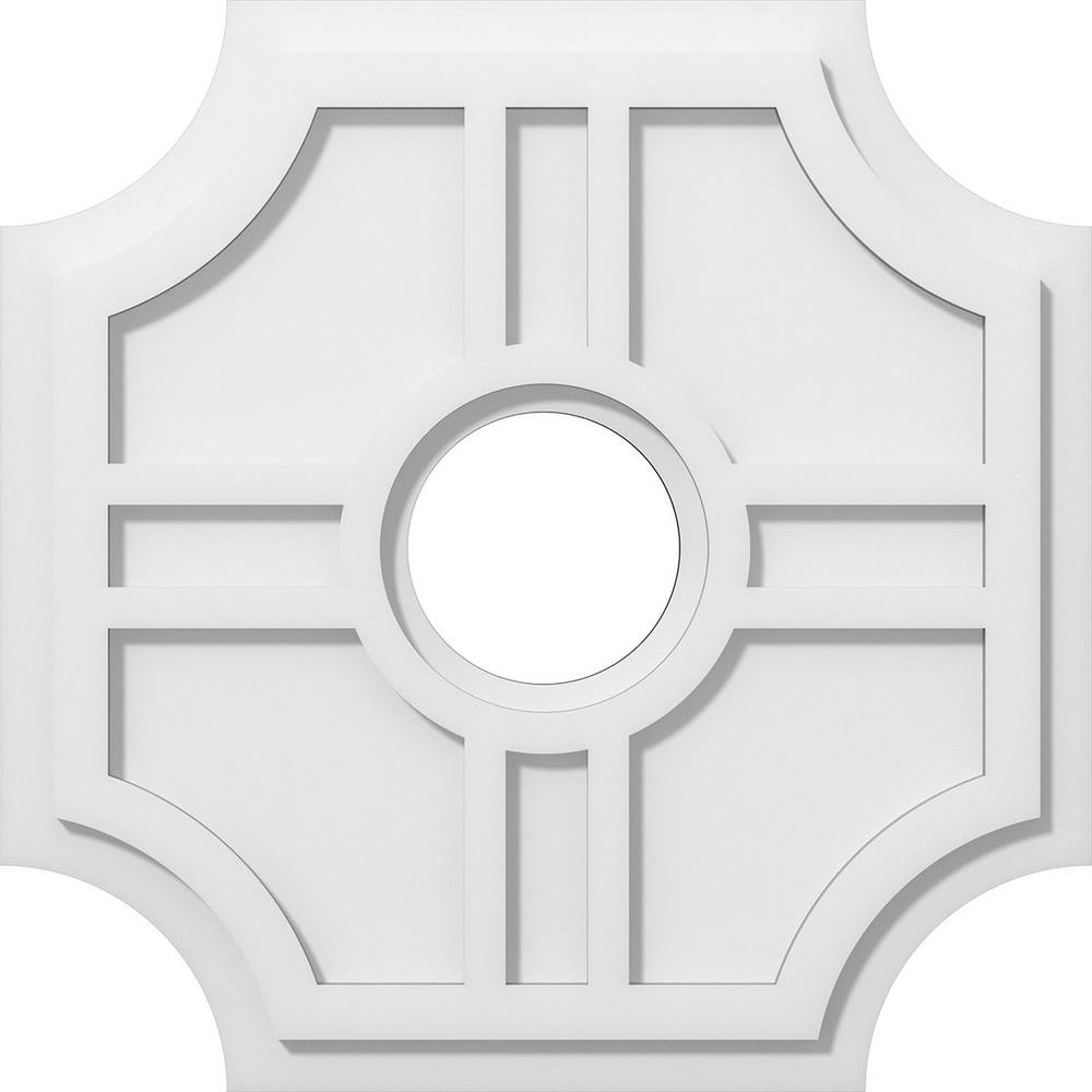 White PVC Contemporary Ceiling Medallion, 20-Inch