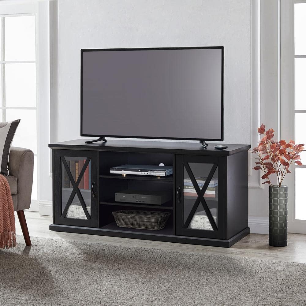 GOOD & GRACIOUS 55 in. Black Entertainment Center with 2Display