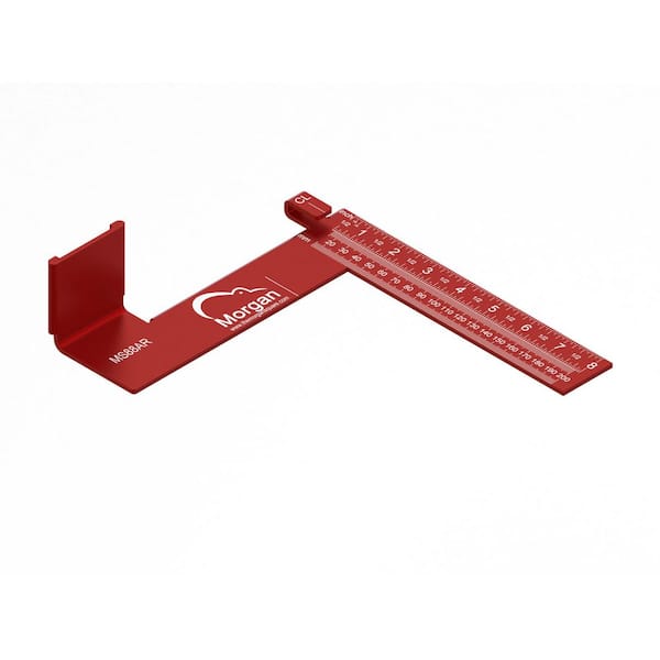Morgan Square 8 in. Red Aluminum Carpenter's Square with Tape Measure Clip and Centerline Marking 1-Pack