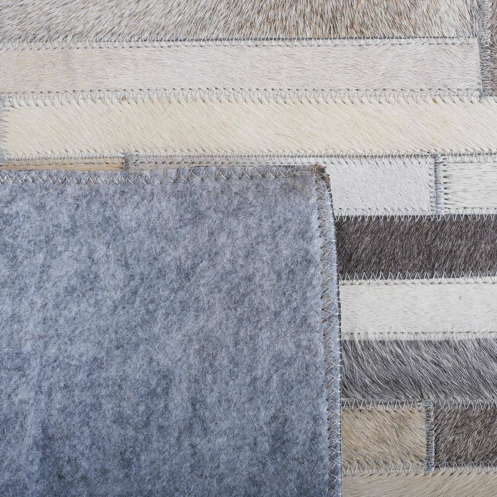 Ivory Geometric Hand-Knotted Cowhide Area Rug - 3' x 5'