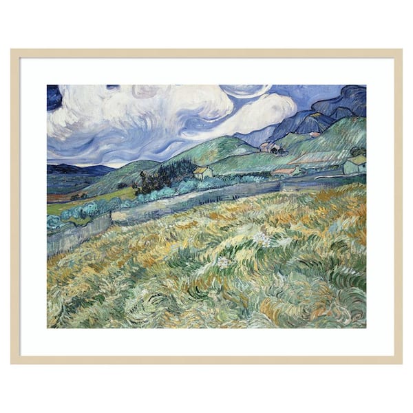 Amanti Art Van Gogh Landscapes with Clouds II by Vincent van Gogh 41 in. W x 33 in. H. Wood Framed Wall Art Print Framed in Brown