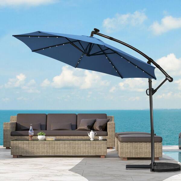 Details about   10 Foot Offset Cantilever Patio LED Umbrella 360 Degree Canopy Outdoor Home 