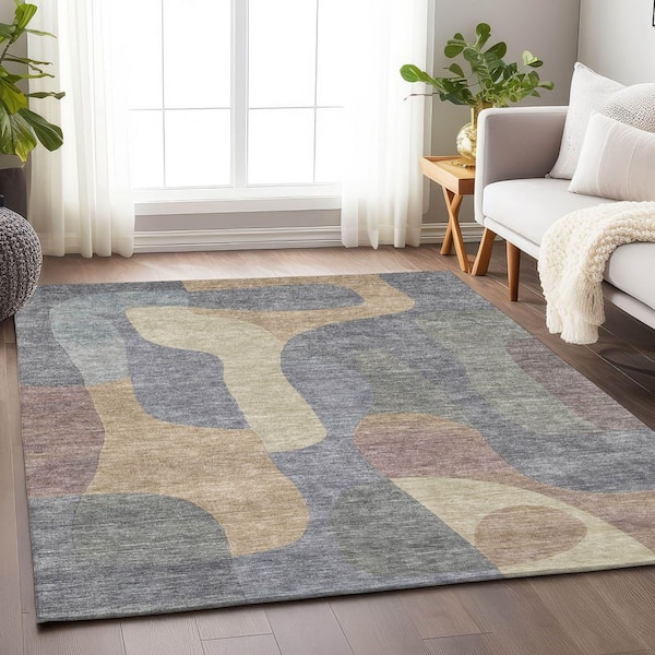 Chantille Machine Washable Indoor/Outdoor Abstract ACN1867 Gray 9 ft. x 12 ft. Accent Rug