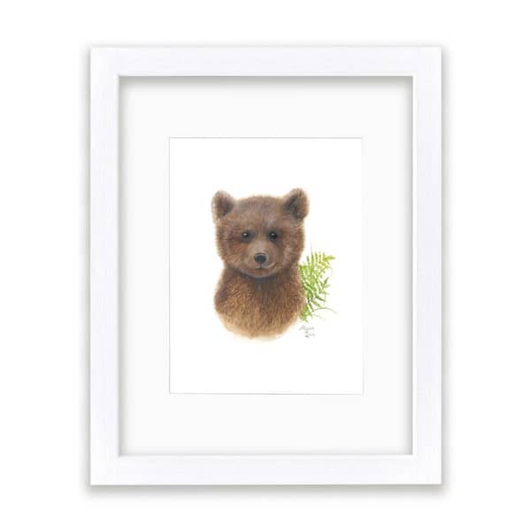 Unbranded Woodland Littles 2 "Bear" by Alyssa Lewis Individual White Framed with Mat Animal Art Print 24 in. x 18 in.