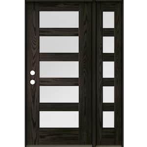ASCEND Modern 50 in. x 80 in. 5-Lite Right-Hand/Inswing Satin Glass Baby Grand Stain Fiberglass Prehung Front Door/RSL