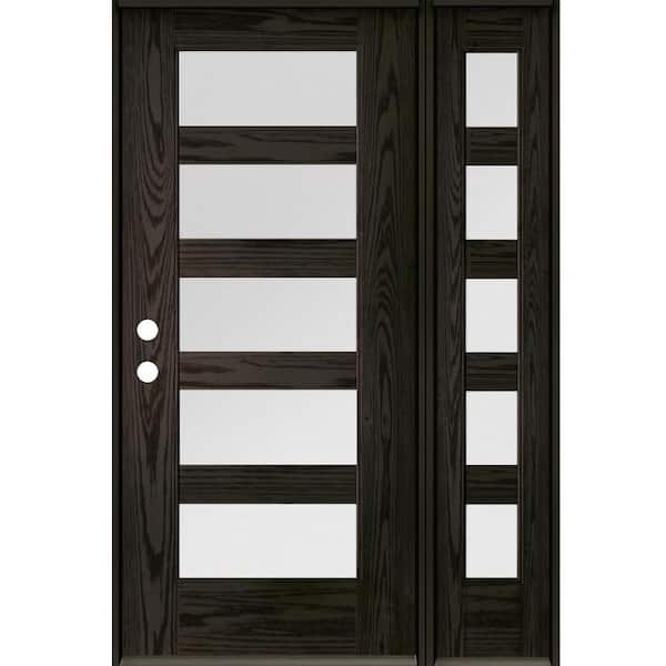 Krosswood Doors ASCEND Modern 50 in. x 80 in. 5-Lite Right-Hand/Inswing Satin Glass Baby Grand Stain Fiberglass Prehung Front Door/RSL