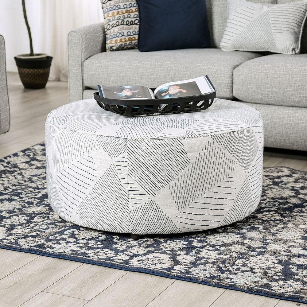 Furniture of America Menaul Pattern Upholstered Ottoman IDF8194OT