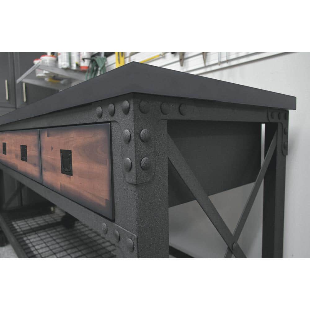 Duramax 72" Black Steel and Wood Rolling Workbench