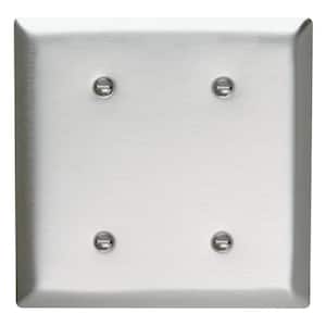 Pass & Seymour 302/304 S/S 2 Gang 2 Strap Mounted Blank Wall Plate, Stainless Steel (1-Pack)