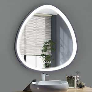 32 in. W x 32 in. H Oval Aluminum Framed LED Dimmable Wall Bathroom Vanity Mirror