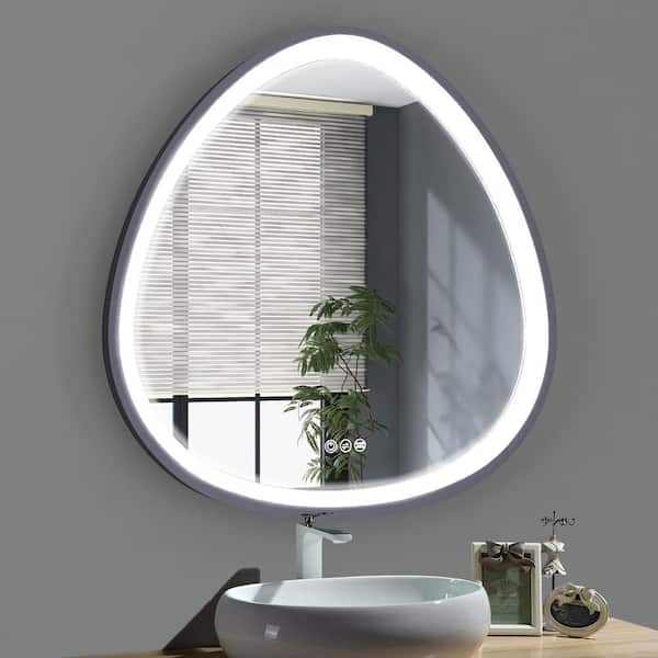 32 in. W x 32 in. H Oval Aluminum Framed LED Dimmable Wall Bathroom Vanity Mirror